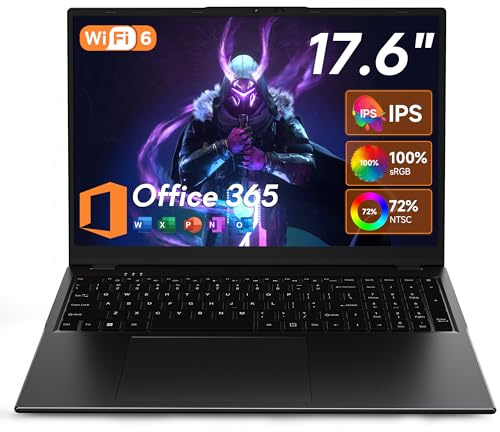 jumper 17.6 Inch Laptop with Office 365, N95 CPU,16GB RAM 1TB SSD+128GB Storage,100% sRGB FHD Display,Windows 11, Backlit Keyboard, WiFi-6,7000mAh, DC Fast-Charging,Laptops for Students and Business