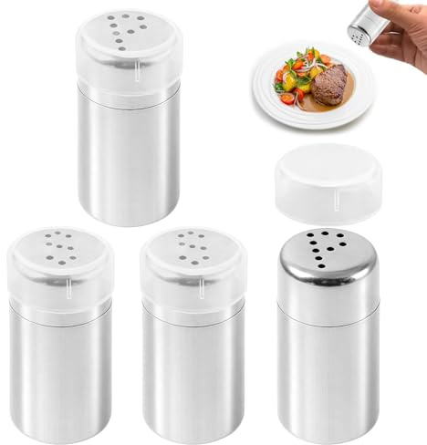 4 Stück Mini Salzstreuer Für Unterwegs – Kleine Edelstahl Gewürzflaschen als Salzstreuer Klein & Pfefferstreuer – Mit Deckel, Ideal für Reise, Camping, Büro & Picknick – 5ml Fassungsvermögen