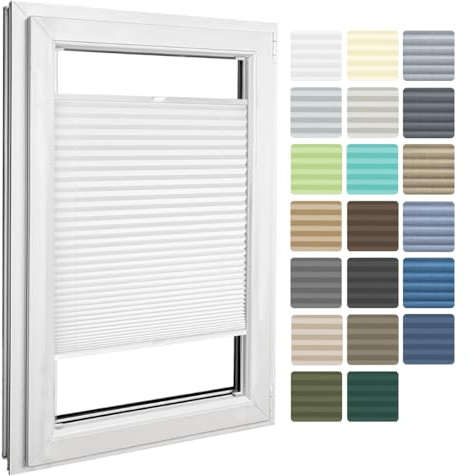 Home-Vision® Premium Plissee zum Anschrauben in der Glasleiste Innenrahmen (Weiß, B50cm x H150cm) Blickdicht Plissee Jalousie mit Halterungen zum Bohren, Sonnenschutzrollo Rollo