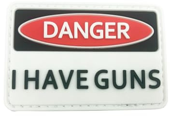 Danger I Have Guns PVC Airsoft Paintball Klettverschluss-Flecken Kader Patch