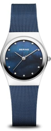 Bering Damen Quarz Uhr | Armbanduhr 27 mm Edelstahlgehäuse und Zifferblatt | Milanaisearmband | Saphierglas | 3 ATM | 12927
