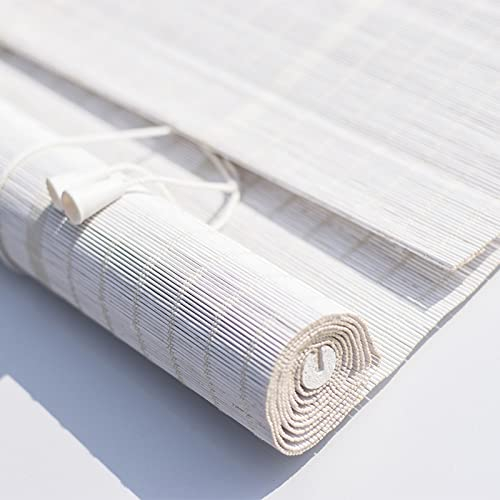 sgxxkj123 Weiße Bambusrollos Blickdicht,Fenster-Rollo Bambus,Innen Sonnenschutz und Sichtschutz Rollo Seitenzugrollo,for Indoor Und Outdoor,Teehaus,Mit Beschlag (80 * 80cm/32 * 32in)