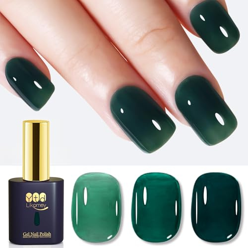 YTD Likomey UV Gellack Nagellack Gel,15ml Nude Smaragdgrün Transluzent Türkis Jelly Soak Off Nagelgel Maniküre Gel Polish,LS324