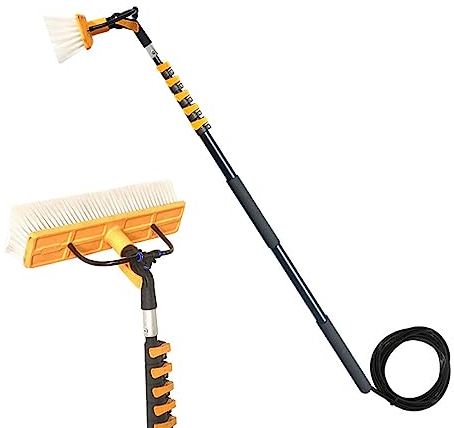 Waschbürste Mit Teleskopstiel Set, Wasserführende Teleskopstange Mit Bürste Das Dach Reinigen, Pv Reinigungsbürste Teleskop Set zur Reinigung Von Photovoltaik und Solarmodulen.