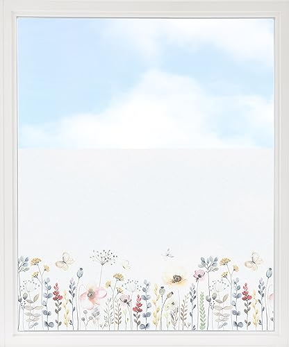 GRAZDesign Fensterfolie Blickdicht Sichtschutz, Sichtschutzfolie Fenster, Glastüren, Küche & Küchenfenster, Bad & Badfenster, Milchglasfolie Blumen 80x57cm