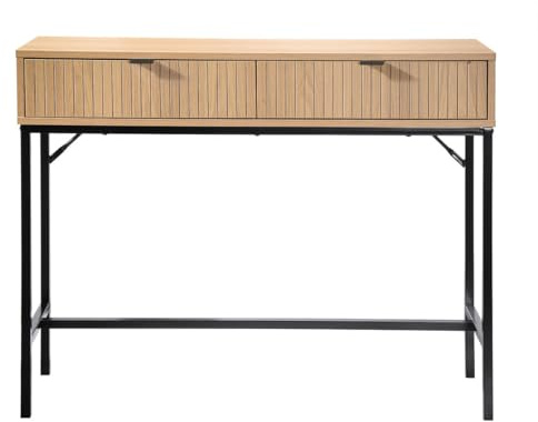 Calicosy Console 2 Tiroirs Style Industriel L 100 x P 35 x H 80 cm