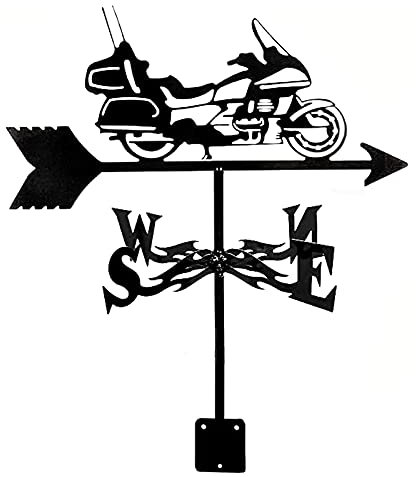 Wetterfahne für den Außenbereich, Schmiedeeisen, klassische Wetterfahne, Windrichtungsanzeige, Vogelhaus, Eule, Reiten, Motorrad, Windfahne, Wetterhahn für den Außenbereich