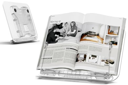 SupeDesk Buchhalter Leseständer,Acryl-Buchständer,13-stufig Höhe,Winkel verstellbar,für 3,5-13 Handy/Tablet,Kochbuchhalter in der Küche,faltbar,leicht zu tragbar,in der Bibliothek,Schule,im Café,Büro