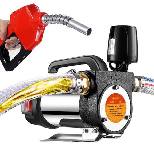 Bomba de transferencia de diésel, bomba de transferencia de combustible con boquilla de apagado automático y mangueras para diésel, queroseno, máquina, aceite de transformador, kit de bomba de 220V
