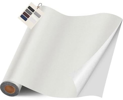 Leder kunstleder selbstklebend, 40 x 400cm leder reparatur set für Möbel, Sofa, Autositze, Taschen, Leder Reparatur und Renovierung(Glatt Elfenbeinweiß)