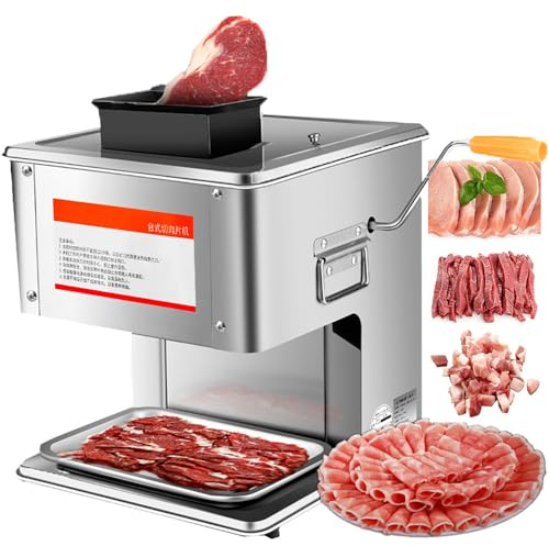 Tagliacarne 850W, Tagliaverdure Affettatrice Per Carne In Acciaio Inossidabile Per Uso Domestico Commerciale Da 150Kg/H, Affettatrice Automatica Per Sminuzzare, Elettrico/Manovella,3.5mm