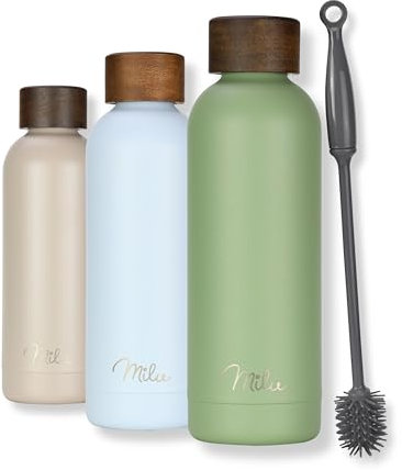 Milu Thermosflasche 750ml Isolierte Edelstahl Thermo Trinkflasche Thermoskanne Auslaufsichere Isolierflasche doppelwandig - Kohlensäure geeignet – inkl. Reinigungsbürste (Olivgrün, 750ml)