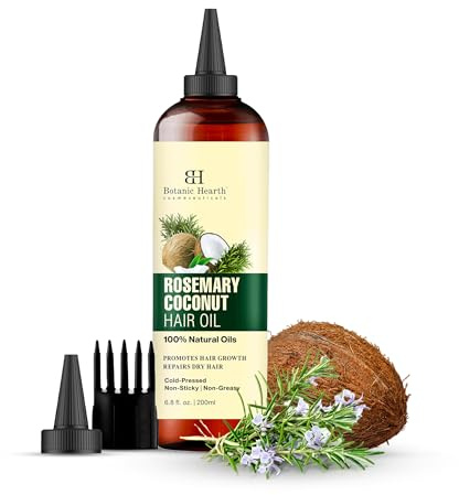 Botanic Hearth Rosmarin, Kokos & Avocado Haaröl mit Biotin 200 ml | Für alle Haartypen geeignet. Leichte Formel, die das Haar nicht beschwert – ideal für die tägliche Haarpflege.