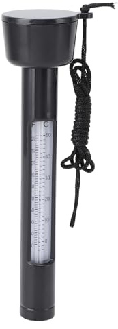 Schwimmbad-Thermometer, Rund, Schwimmend, mit Schnur, Schwarz, für Spas, Teiche,