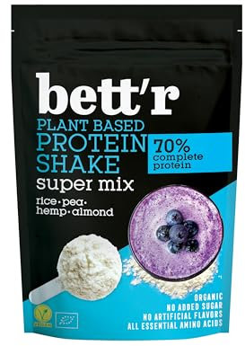 Bett'r BIO Protein Shake Super Mix-Biologique, Végétalien, Sans Gluten, Sans Soja et Sans Produits Laitiers - 500g