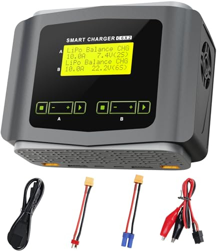 DUO Dual Multi-Ladegerät AC 150W /DC 240W 10A RC Balance Ladegerät Entladegerät Entladegerät für LiPo, LiHV, LiFe, Lilon, NiCd, NiMh, Pb Akkus mit eingebautem Netzteil und Lüfter
