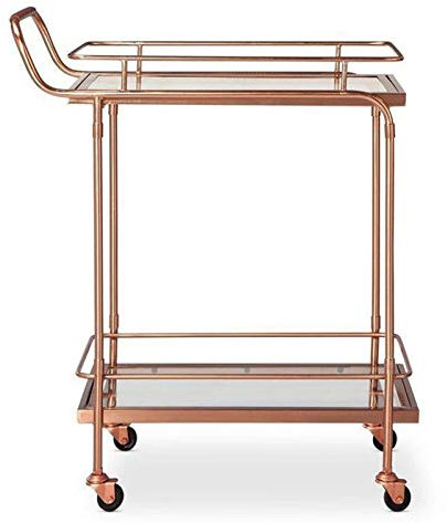 Rollbarer Barwagen mit 2 Ablagen für Küche, Wohnzimmer, Glasplatte, Flaschenbarwagen