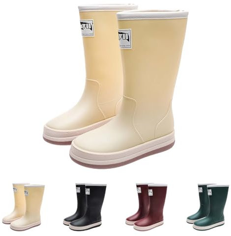 Ladies Waterproof Yard Boots - Knee Length Leather Boots For Women Long Wellies Waterproof Wellington Garden Knee Length Welly Boots Outdoor Rain Boots Ladies Mens Slip On Wellington Boots