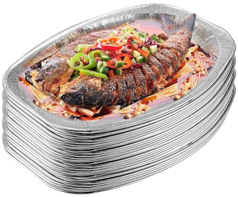 Pizsieat 15 Stück Alu Servierplatten Partyplatten für Buffets Partyplatten Aufschnitt Servierplatte Groß Serviertabletts Aus Aluminiumfolie Tropfschale Grillen für Hochzeiten, Catering, Grills