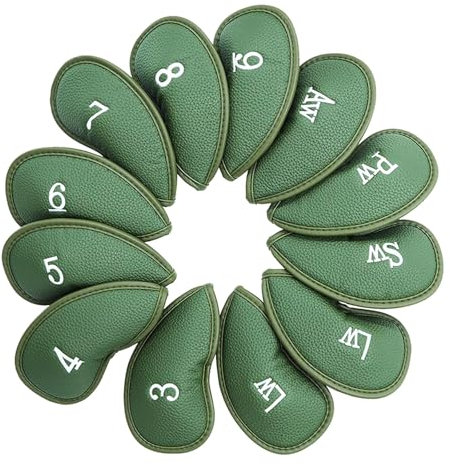 12 x PU-Leder-Schlägerhaube mit Eisen und Keil. Golfschlägerhaube, Schutzhülle zum Schutz des Golfschlägers