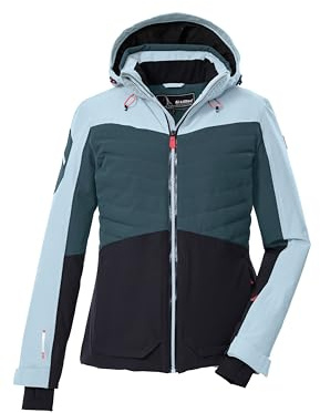 killtec Mujer Chaqueta de esquí/chaqueta funcional con capucha con cremallera y protección contra la nieve KSW 30 WMN SKI JCKT, hellpetrol, 44, 43416-000