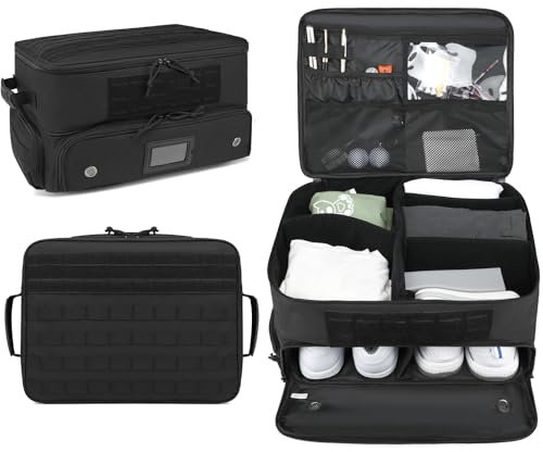 BlesMaller Golf Trunk Organizer 2 Layers Golf Car Locker with separate Compartment for 2 Pair 8UK Shoes, Balls, Tees, Gloves, Accessories, Gift (Black)
