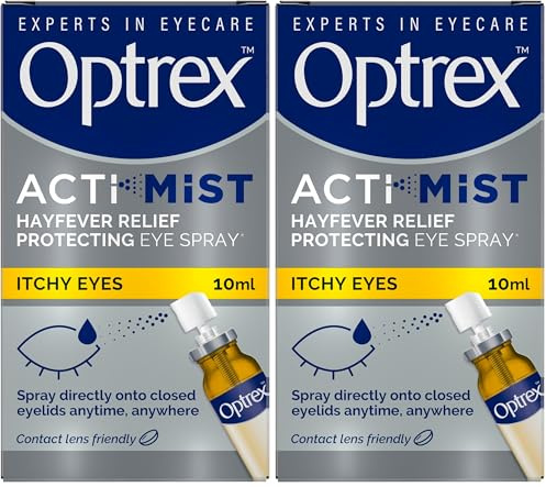 Optrex Actimist 10 ml Eye Spray - Fast, Long-Lasting Relief for Itchy, Watery, Dry Eyes, Irritations, Inflammations, Anti-Allergy Eyelid Cleanser (Pack of 2)