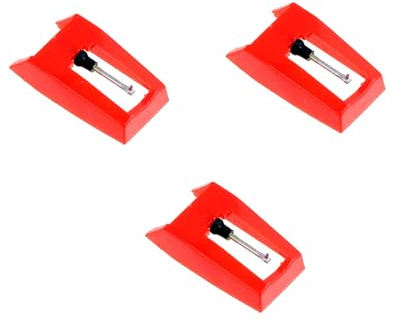 Mikinona 3stücke Rot Plattenspieler Nadel Grammophonnadeln Ersatz Für Grammophon Stylus-nadeln Konische Nadel Für Plattenspieler Aluminiumarm Kunststoff