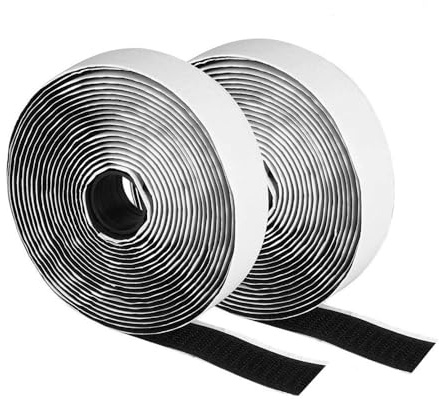 DWUENT Velcro Tape Self Adhesive, 2cm x 5m Black Hook and Loop Strips, Heavy Duty Sticky Back Fastening Tape with Removable No-Residue Adhesive, Nylon Velcro Strips for Bedroom/Living Room