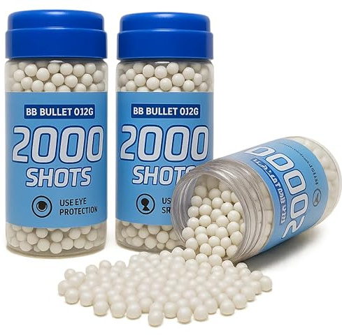 SGM Airsoft Balls – High Grade 6mm Calibre BB’s, 0.12g Ammunition | Pack of 3 | 2000 Shots per Bottle (White)