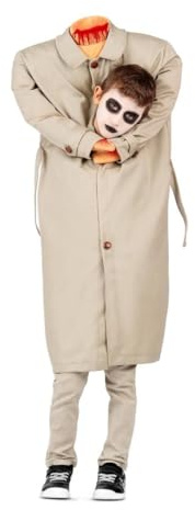 My Other Me - Disfraz para niño de Niño sin Cabeza con gabardina beige y cinturón talla 5-6 años. Deja a todos estupefactos en la próxima fiesta de Halloween.