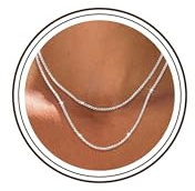 Meteorstarry Kette Silber 925 Damen,Glizter Doppelkette Silberne Layering Halskette,Silberkette Halsreif Ohne Anhänger,Personalisiert Wasserfester Schmuck Jewellery Geschenk für Frauen Freundin