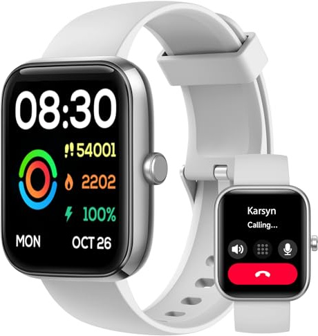 Smartwatch Hombre Mujer, Reloj Inteligente Llamadas Bluetooth IP68 Sumergible, 120+ Deportivos Modos Smart Watch 1.83HD con Podómetro, Pulsómetro Monitor de Sueño, Pulsera Actividad Regalo, Plata