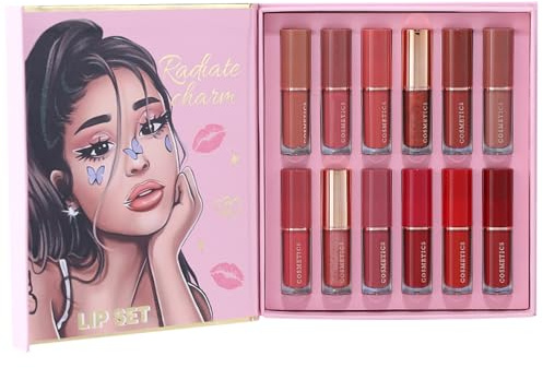 Coffret De Rouges À Lèvres Mat Velours,12 Pièces Kit De Maquillage Labial Résistant Aux Transferts,Kit De Teinture Pour Lèvres Nude | Pour Voyage Déplacement Professionnel Scène Rendez-Vous