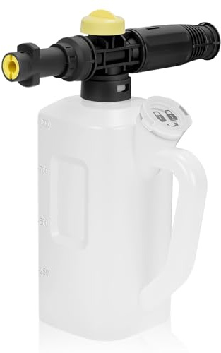 YUET Snow Foam Lance for Karcher K2 K3 K4 Pressure Washer, 1 Litre Dense Snow Foam Gun Bottle with Adjustable Nozzle, Measuring Cup & Handle, Ideal Foam Cannon for Cleaning Cars, Bikes & Patios