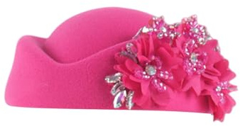 Generisch Eleganter Damenhut mit Blumenapplikation, Pillbox-Hüte, Fascinator, Teekappen Mütze Herren (Hot Pink, One Size)