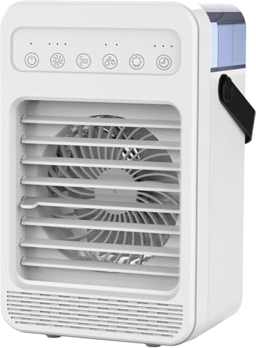Portable Air Conditioners, Mini Air Conditioner Personal Evaporative Air Cooler with 4 Speeds 7 Colors, 600ML Portable Ac Unit Fan 2 Cool Mist Cooling Fan for Room Office Car