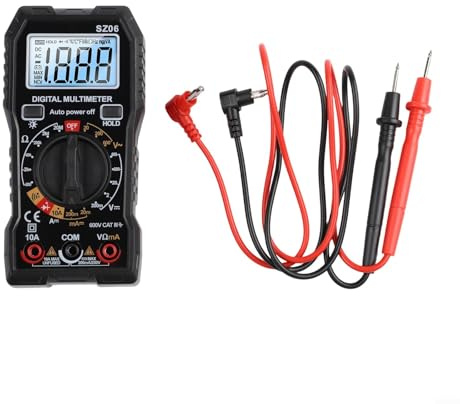 Digital multimeter SZ06, för elektrisk testning med LCD-bakgrundsbelysning, stöder AC/DC-spänning, ström, motstånd och diodfunktioner (svart)