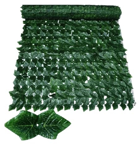 Rete Con Foglie Finte Da Esterno Pannelli Di Recinzione In Finta Siepe Edera Artificiale Da 50 X 200 Cm, Con Foglie Verdi, For La Privacy(Dark Green Grape,50X200)