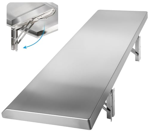 Fällbar koncessionshylla i rostfritt stål – 80 x 35 cm nedfällbar servering matstation för evenemang catering och utomhusbruk – och bärbar lösning för matservering