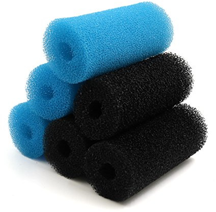 sourcing map Blau-Schwarze Schwammfilterkartuschen - 6 Stücke - 2,6 Zoll Durchmesser - Aquarium-Vorfilter