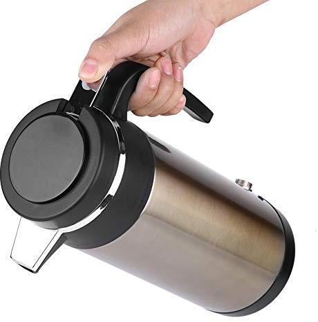 Keenso 1200ml Wasserkocher Edelstahl Elektrokessel Reisen Heizung Trinkbecher Tasse Wasserkocher Auto Kaffeetasse Heizung mit Zigarettenanzünder(12V) Kfz-Geräte