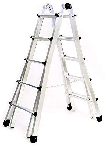 Scala Multiuso (Alluminio, 3+3 Gradini = 3 m), Telescopica, Adatta x Professionisti, Versatile x Lavoro, Prodotto In Italia
