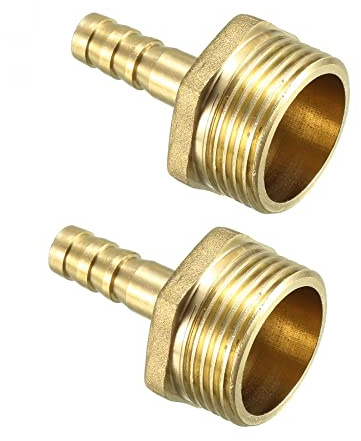sourcing map 2 Stück Schlauchanschlussstück Schlauchverbinder 8,5 mm | Messing, Widerhaken X, G3/4-Außengewinde