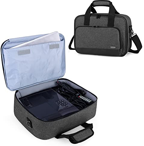 LUXJA Projector Case, Projector Bag with Protective Laptop Sleeve, Projector Carrying Case with Accessories Pockets, Large(16 x 11.5 x 5.75 Inches), Black