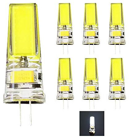 G4 LED Bulb COB G4 Bi-Pin Base Bulbs AC/DC 12V 5Watt 5700-6000K Daylight Cold White Mini Light Bulb,Equivalent to 40W Halogen Replacement,for Landscape Lighting,No Flicker,6-Pack