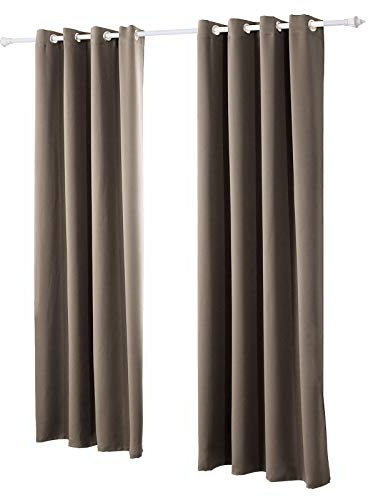 Laneetal Verdunkelungsgardine mit Ösen, Vorhang Blickdicht, Verdunklungsvorhang, Thermovorhang für Schlafzimmer, Gardine Lichtundurchlässig, Ösenschal, Ösenvorhang, Taupe, 135x225 cm, 2 Stücke
