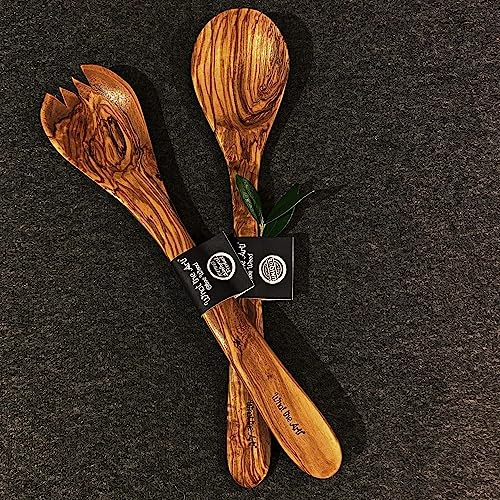 What the Art!® Olive Wood «Servidor» Gr. L | Olivenholz Salatbesteck | Handarbeit | 30 cm | Servierbesteck - Besteckset - Küchenhelfer