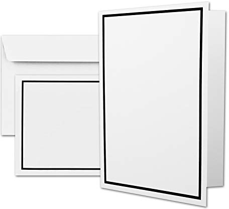 25 x Trauerkarte DIN A6 + Trauerumschläge DIN C6 - schwarzer Trauer-Rahmen - 10,5 x 14,8 cm - Doppelkarte bedruckbar - Kondolenz Set für Danksagung, Einladung, Anzeige Trauer