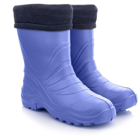 LEMIGO Unisex Barn EVA Gummistövlar Fodrade Lättvikts Varm Regnstövlar Pojkar Flickor TERMIX 861 22-37 EU (Blå, Europeiska skostorlekar, Små barn, Numeriskt intervall, Medel, 24, 25)